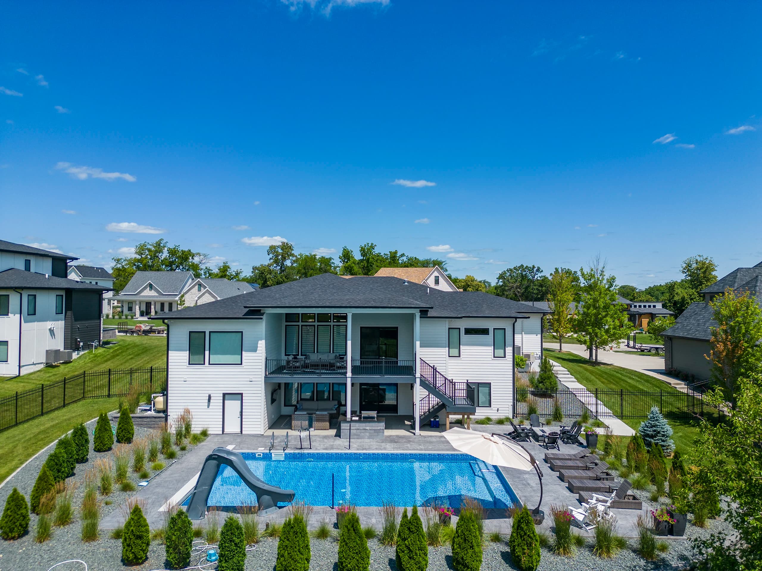 Aerial view of MIR Homes property — outdoor living space